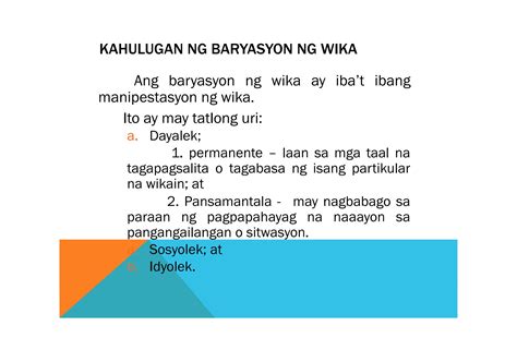 mga uri ng barayti ng wika|Barayti Ng Wika – Halimbawa at Kahulugan .